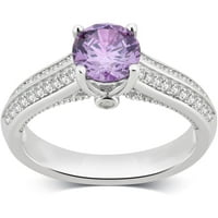 Arista je stvorio Ametist i White Sapphire Gemstone ženski prsten u Sterlingu Silver