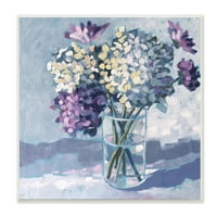 Stupell Industries Purple Hydrangea cvjetni buket slojeviti cvjetovi aranžman drvena zidna umjetnost, 12, dizajn