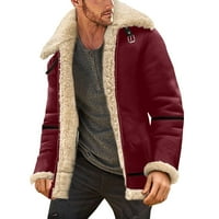 Muška jakna jesena zima plus veličina o ovratnik dugih rukava podstavljena kožna vintage jakna za zgušnjavanje