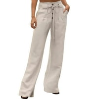 Ženski struk, elastična višestruka gumba čvrste boje plus veličine žene hlače traper hlače