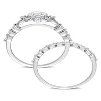 MIABELLA WOMANS 2- CArat T.G.W. Stvoren bijeli safir i dijamantni naglasak 10kt bijelog zlata Vintage Bridal Set