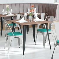 BizChair komercijalni razred bijeli metalni zatvoreni stolica sa stolom s metvinom zelenom policom od drveta