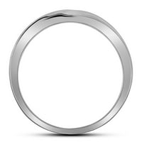 Muški masivni prsten od bijelog zlata od 10 karata s okruglim dijamantom u jednom redu veličina prstena 9,5