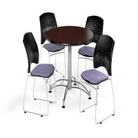 Višenamjenski komplet za sobu za odmor, okrugli stol promjera 42 inča sa stolicama od menija, obloga od mahagonija