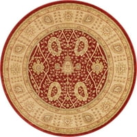Jedinstveni tkalački stan 6 ' 1 crveni smeđi Okrugli tradicionalni cvjetni tepih savršen je za blagovaonicu hodnika