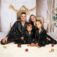 Božićna pidžama za cijelu obitelj satenska pidžama jednobojni set iste odjeće za cijelu obitelj Crna