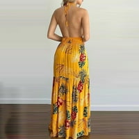 Drpgunly ljetne haljine Tropski print halter bez maxi haljina seksi haljine bez rukava za žene za žene casual