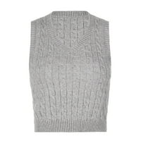 Labakihah džemperi za žene ženske povremene pletene pletene tenk gornji pleteni preppy stil v-izreza prsluk prsluk