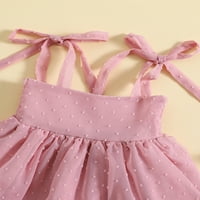 Ljetna dječja princeza haljina za djevojčice Bez rukava mrežasti čipkasti zavoj u točkicama sarafan A kroja s