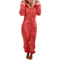 Ženski snježni kombinezon termalna odjeća za spavanje bodi odijelo hlače dugih rukava sa slatkim ušima jednobojni