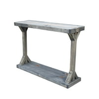 Pletene staze mali konzolni ulazni stol s rustikalnim šiljastim postoljem, siva