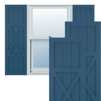 Sjenila Ekena Millwork 18 W 33 H True Fit PVC sredina X-Board za poljodjelstvo kuće s fiksnim nosač, Sojourn Blue