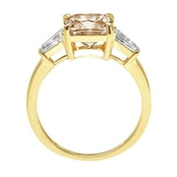Prsten od tri kamena u 18K žutom zlatu s dijamantnim rezom u obliku jastučića od 9,75