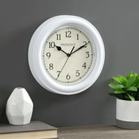 firstTime & Co. Bijeli zidni satovi, moderni, analogni, 8. 8 inča