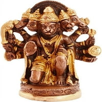 Purpledip Brass Idol Lord Hanuman u Panchmukhi Avatar: Jedinstveni kip za završnu obradu od bakrenog zlata za