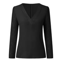 Ženski top Plus Size Ženska čipkasta jednobojna bluza s dugim rukavima u obliku slova A. top majice posebne ponude