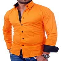 Muška Casual poslovna bluza u donjem rublju, košulja s tunikom na kopčanje, jednoredni vrhovi u boji, narančasta,
