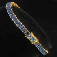 Prekrasna teniska Narukvica od 14 karatnog plavog safira u obliku princeze od žutog zlata od 14 karatnog žutog