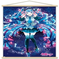 Hatsune Miku - zidni plakat s cvijećem u drvenom magnetskom okviru, 22.375 34