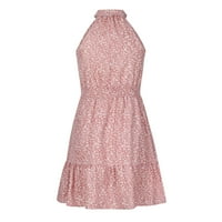 Ljetna ležerna haljina u donjem rublju-modna ljetna Seksi mini haljina s cvjetnim printom bez rukava u ružičastoj