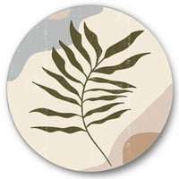 Designart 'Sažetak botaničkog minimalističkog lista u tonovima zemalja I' Moderni krug metal zid - disk od 36
