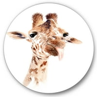 DesignArt 'Izbliza portret Giraffe X' Farmhouse Circle Metal Wall Art - Disk od 29