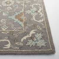 Tradicionalni cvjetni vuneni tepih od 6' 9', siva