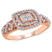 Miabella Carat T.W. Dijamantni 14KT ružini zlatni dvostruki halo zaručnički prsten