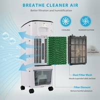 Vivohome prijenosni isparavni hladnjak zraka 110V 65W ovlaživač ventilatora s LED zaslonom i daljinski upravljač