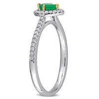 Miabella ženska karatna kruška Smarald Carat Diamond 14KT dvobojni zlatni halo obećanje prsten
