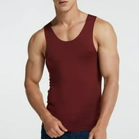 Crvene majice bez rukava muški prsluk od ledene svile za fitness s uskim ramenima za trčanje Sportska bešavna