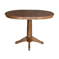 36-inčni okrugli proširivi stol za blagovanje od punog drveta sa stolicama od hrastovine iz A. M.