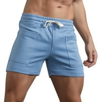 Muške sportske hlače u boji, jednobojne, veliki džepovi, vezice, široke sportske ravne kratke hlače za trčanje,