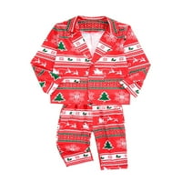 Odgovarajuće božićne pidžame za cijelu obitelj, sako s dugim rukavima i hlače s printom