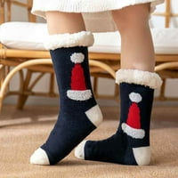 Puawkoer Women Fuzzy Slipper čarape Zimske toplinske snježne pahuljice božićne čarape pahuljaste tople unutarnje