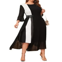 Ženske haljine plus veličine Elegantni colorblock okrugli vrat crna crna 0xl
