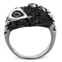 Luksuzni nakit dizajnira ženski dvobojni IP crni obloženi prsten od nehrđajućeg čelika s crnim mlaznim kristalima