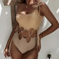 Ženski kupaći kostimi Na jedno rame s podstavljenim grudnjakom i dekolteom u stilu bikinija u bež boji