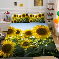 Komplet posteljine s printom suncokreta modna žuta kućna Posteljina Navlaka za poplun kralj