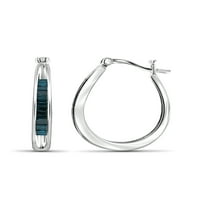 Jewelersclub plave dijamantne naušnice Žene-1 4-karatni plavi dijamanti naušnice od srebrnih obruča Sterling Silver