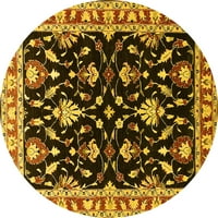 Tradicionalni tepisi u istočnom stilu u žutoj boji koji se mogu prati u perilici, okrugli, promjera 6 inča