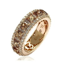 Kolekcionarski ružičasti prsten od sterling srebra s kubičnim cirkonijem u boji šampanjca i bijelim modernim prstenom