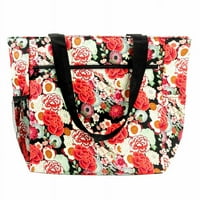 - Slatka torba za plažu od hibiskusa s printom ruže od hibiskusa, podstavljena torba za plažu, kupovinu, školu