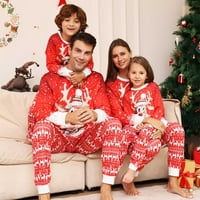 Božićni modni muški top s dugim rukavima s printom + hlače, odgovarajući setovi pidžame za cijelu obitelj