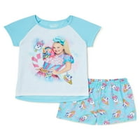 Pidžama Set Majica kratkih rukava i kratkih hlača za djevojčice u komadima, veličine 4-12