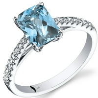 Oravo 1. CT Radiant Cut Swiss Blue Topaz Pasitaire prsten u 14k bijelom zlatu