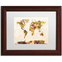 Zaštitni znak likovna umjetnost Svjetska karta akvarela za akvarel platno umjetnost Michaela Tompsetta, bijela