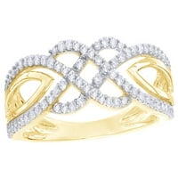 Bijeli prirodni dijamant isprepleteni prsten u 10k ružičastom zlatu