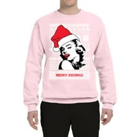 Ružni Božićni pulover s okruglim vratom i grafičkim printom, Svijetloružičasti, 3-inčni