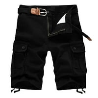 Muške hlače muške teretne kratke hlače Plus Size s puno džepova, ljetne kratke hlače za plažu širokog kroja, Crne